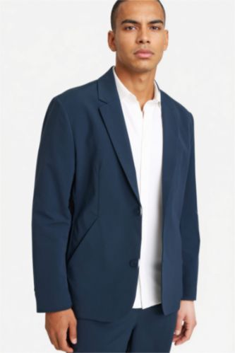 Erkek Lacivert Teknik Kumaştan Esnek Blazer Ceket