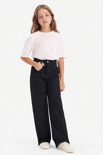 Girls & Teens Black Girl Flare Gabardine Trousers
