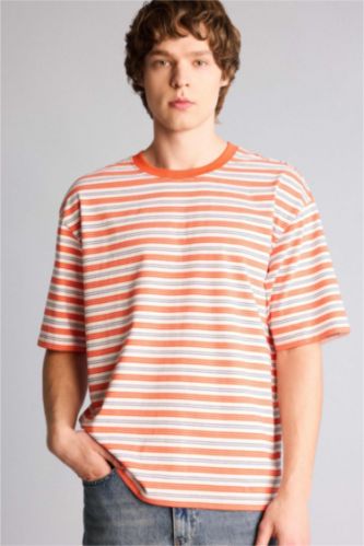 Ерлер қызғылт сары 100% мақта Boxy Fit футболка