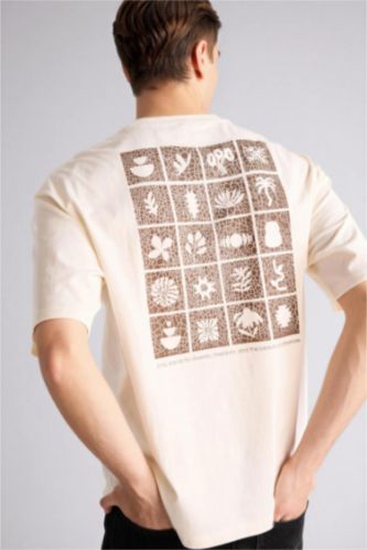 رجال بيج فاتح تيشيرت 100% قطن اوفر سايز مطبوع