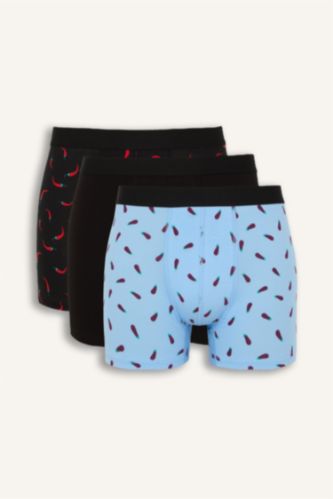 Erkek Siyah Desenli 3'lü Boxer