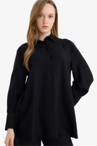 FEMME Noir Tunique à manches longues Coupe régulière