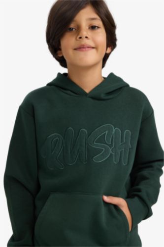 سويت شيرت ولادي اوفر سايز بطبعة شعار وبطانة ناعمة