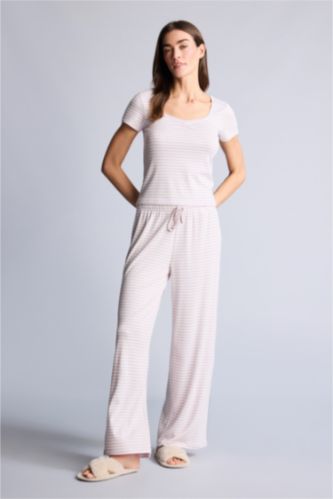 Kadın Pembe Regular Fıt Uzun Kollu 2'li Ribana Takım