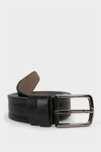 Erkek Dikdörtgen Toka Suni Deri Klasik Kemer