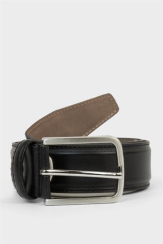 Erkek Dikdörtgen Toka Suni Deri Klasik Kemer