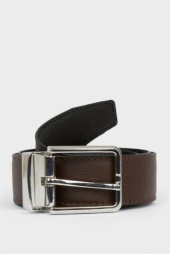 Erkek Dikdörtgen Toka Suni Deri Klasik Kemer