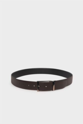 Erkek Çift Taraflı Toka Suni Deri Klasik Kemer