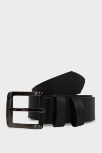 Erkek Dikdörtgen Toka Suni Deri Günlük Kemer