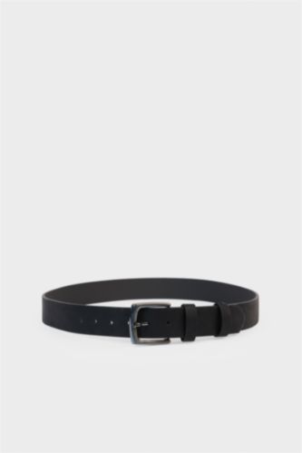 Erkek Dikdörtgen Toka Suni Deri Günlük Kemer