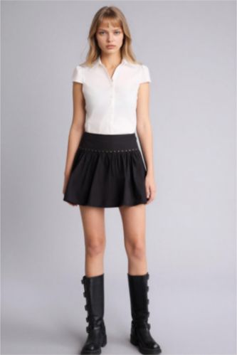 Женщины Черный Юбка со средней талией из поплина для женщин Coool