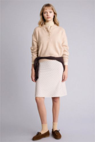 Женщины Бежевый Юбка из трикотажа со средней талией в клетку Ажурная для женщин Coool