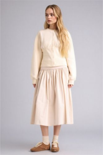 Женщины Бежевый Юбка со средней талией из поплина для женщин