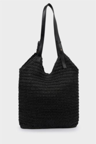 Kadın Siyah Kadın Hasır Omuz Çantası