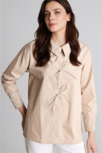WOMAN Sand Regular Fit Poplin Long Sleeve Tunic