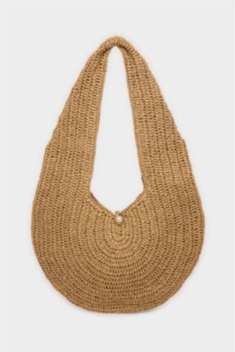 WOMAN Dark Sand Woman Straw Shoulder bag