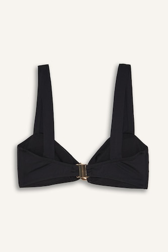 Regular Fit Black Wide Strap Bikini Top