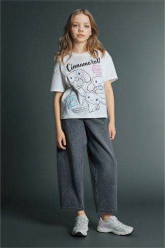 بناتي رمادي بنطلون جينز بناتي باجي فيت برجل واسع