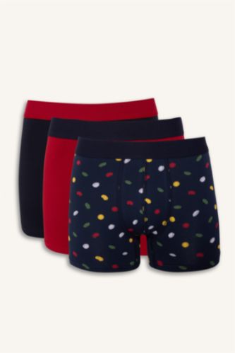 Regular Fit Desenli 3'lü Boxer