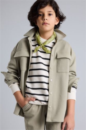 Erkek Çocuk - Genç Erkek Haki Oversıze Gömlek Erkek Çocuk