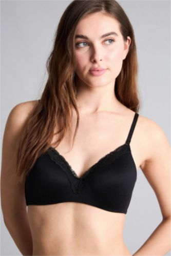 FEMME Noir Soutien-gorge en satin rembourré avec dentelle sans armatures