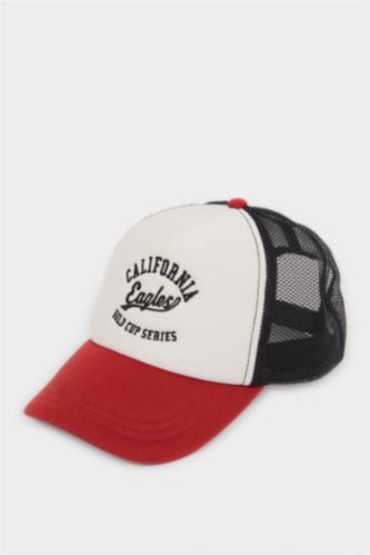 Erkek Turuncu Erkek Nakışlı Dokuma Cap Şapka