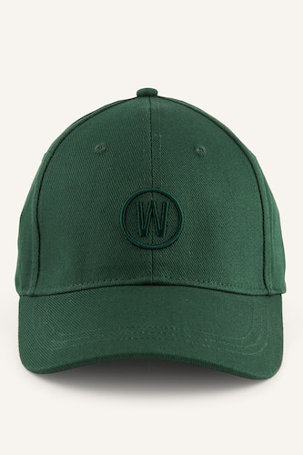 Man Green Gabardine Embroidered Cap