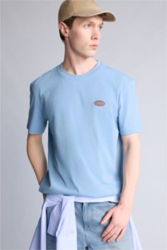 Ерлер Көк 100% мақта баспалы футболка