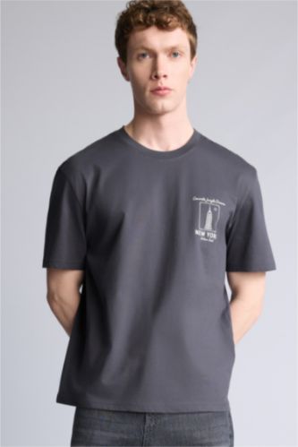 Ерлер Антрацит 100% мақта баспалы футболка