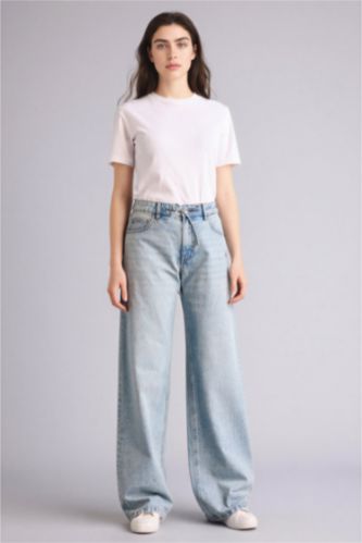 Женщины Светло-синий Брюки с низкой талией для женщин