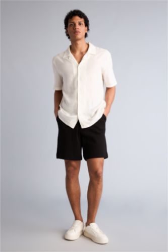 HOMME Noir Short Bermuda Coupe décontractée