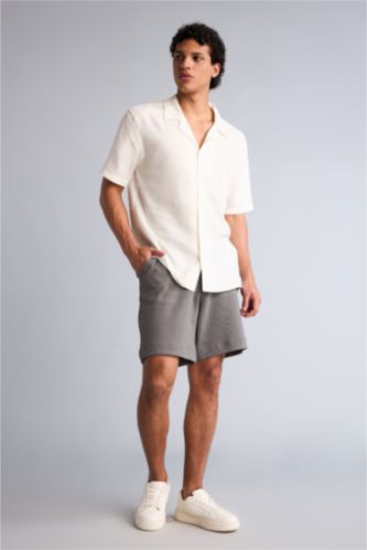 Erkek Gri Relaxed Fit Bermuda Şort