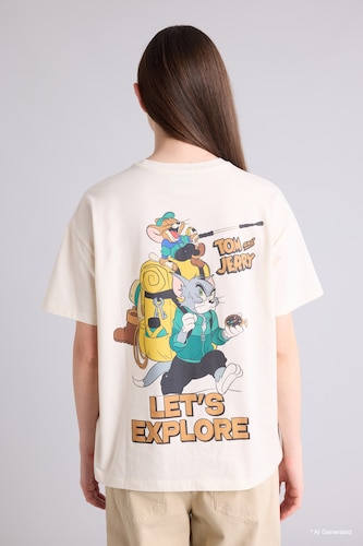 T-shirt oversize Tom & Jerry à col rond manches courtes