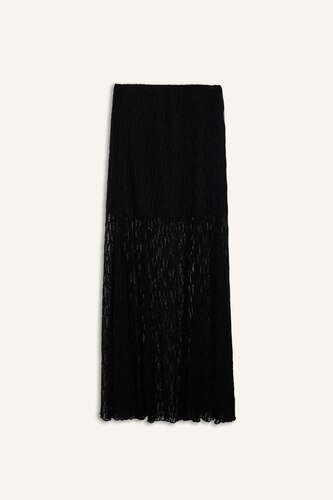 A Cut Lace Normal Waist Knitted Skirt