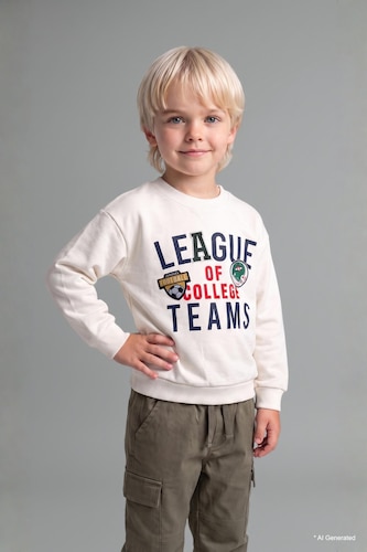 2'li Takım Baskılı Sweatshirt Pantolon Erkek Bebek