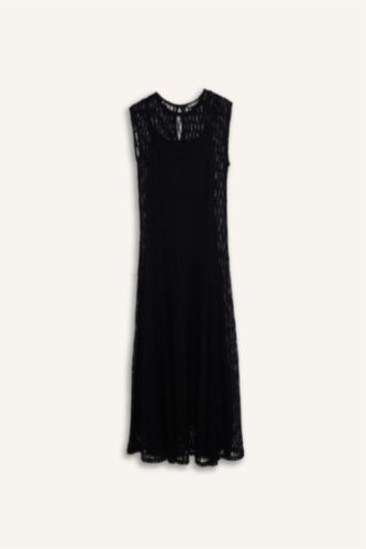 Женщины Черный Платье с коротким рукавом расклешенные с круглым вырезом с кружевом