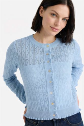 Женщины Светло-синий Кардиган стандартного кроя из трикотажа для женщин