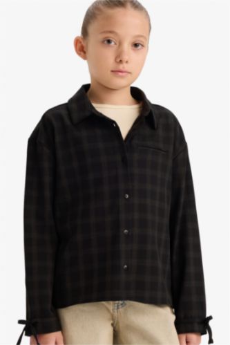 Kız Çocuk Kareli Uzun Kollu Gömlek