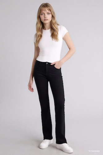 Flare Fit Normal Waist Gabardine Trousers