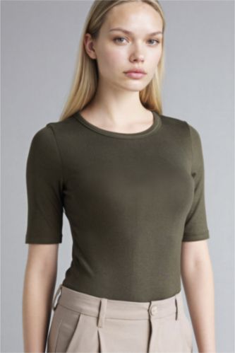 WOMAN Dark Khaki Woman Short Sleeve T-Shirt