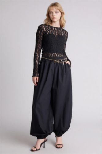 Әйелдерге қара Coool баллон поплин Шалбар