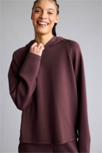 WOMAN Brown Standard Fit Hooded Modal Sports Sweatshirt