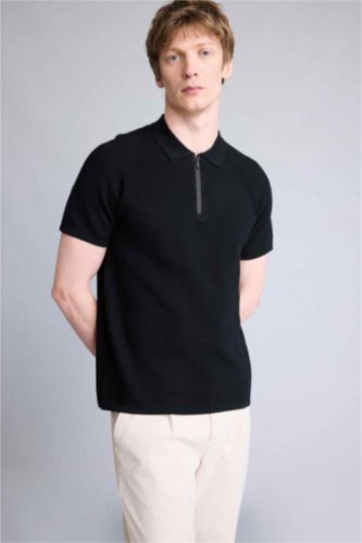 Ерлер қара Standard Fit қысқа жеңді поло футболка