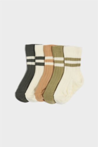 Erkek Bebek Dikişsiz 5'li Pamuklu Uzun Çorap