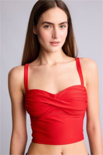 Kadın Kırmızı Slim Fit Bikini Üstü