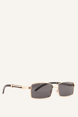 Woman Rectangular Metal Frame Sunglasses