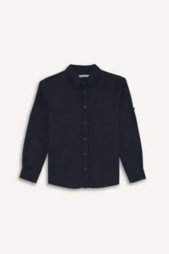 BOYS & TEENS NAVY Boy Regular Fit Long Sleeve Shirt