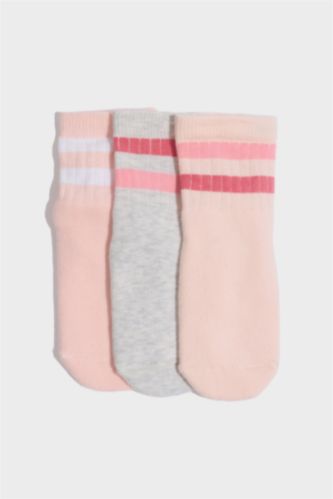 Kız Bebek Dikişsiz 3'lü Pamuklu Havlu Çorap