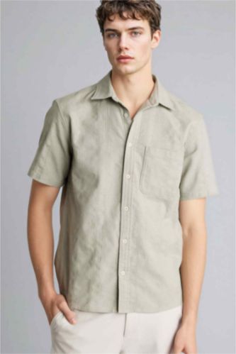 رجالي نعناع Regular Fit Polo Collar Short Sleeve Shirt