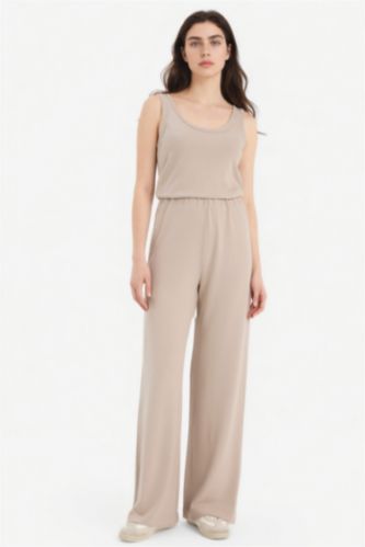 Woman Stone Wide Leg Knitwear Look Trousers